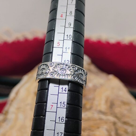 Southwest Sterling Silver Orange Spiny Oyster Shell Cluster Ring Size 6 Handmade - Picture 8 of 9